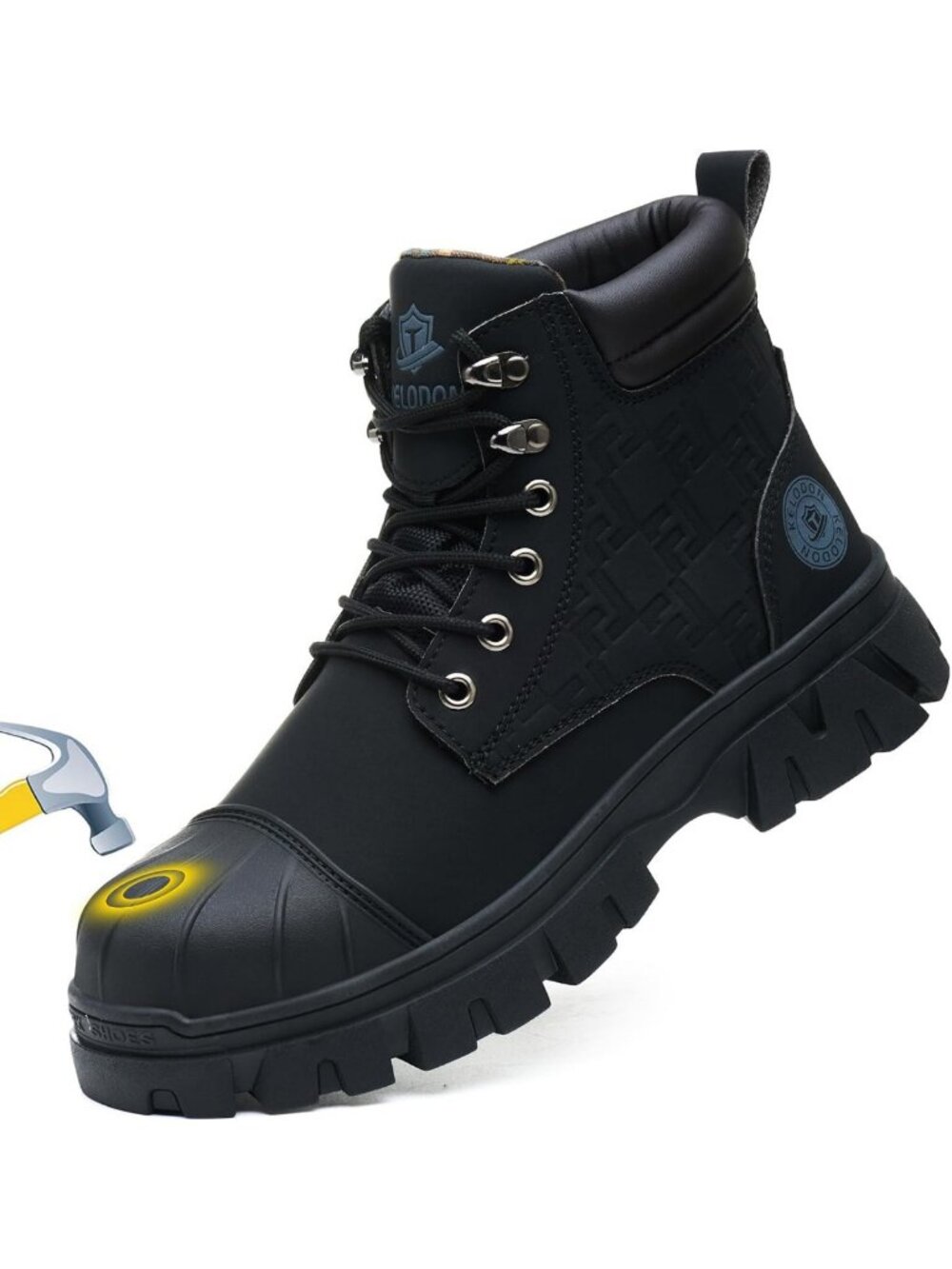 Waterproof Steel Toe Work Boots for Men - 6 Inch Leather, Non-Slip, Lightweight